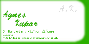 agnes kupor business card